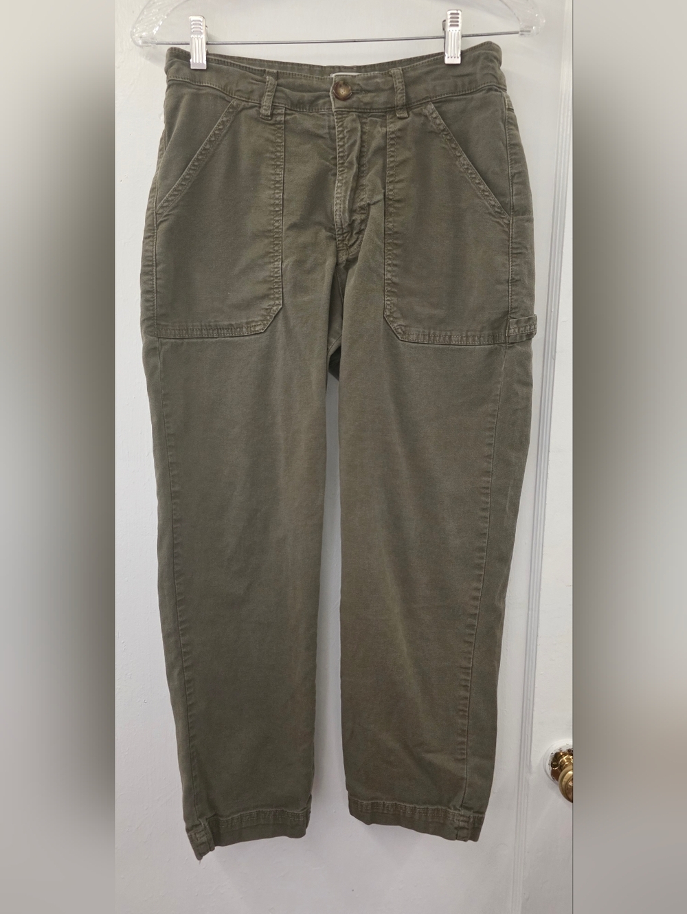 Marine Layer Maya Utility Pants Size 8 Olive Cropped Stretch
